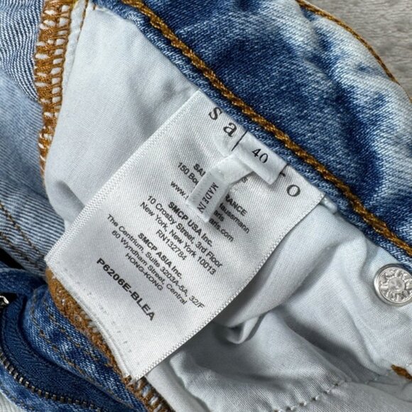 Sandro Paris 100% Cotton Wide Leg High Rise Ankle Very Light Blue Jeans 40 US 8 - Picture 14 of 16